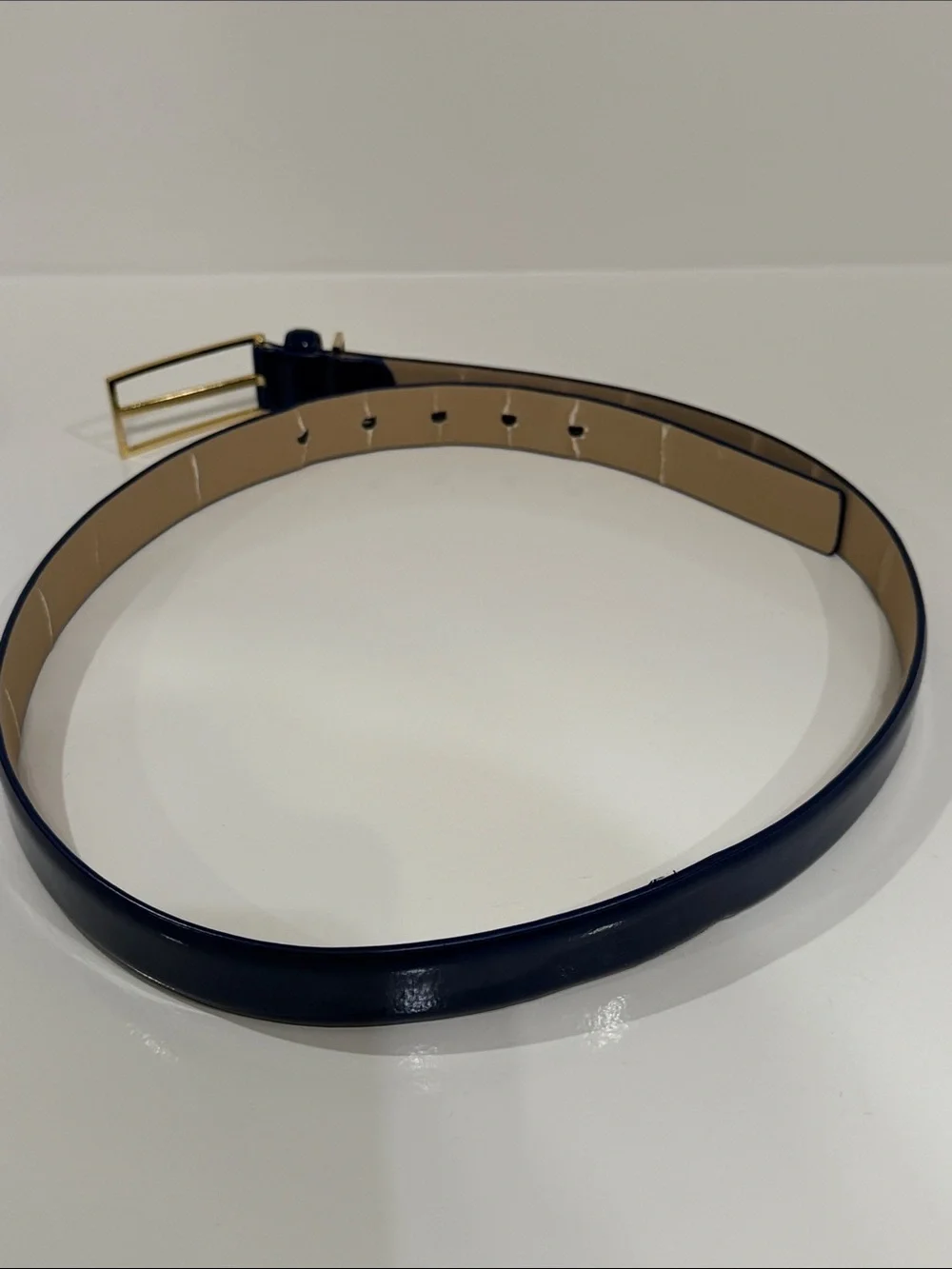 Ann Taylor Classic Faux Leather Belt in Royal Blue with Gold Buckle